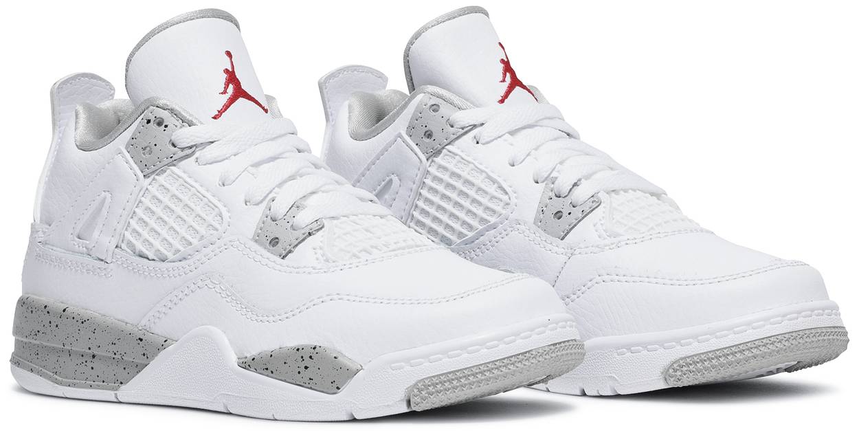  Nike Men's Air Jordan 4 Retro White Oreo, White/Tech  Grey/Black/Fire Red, 8