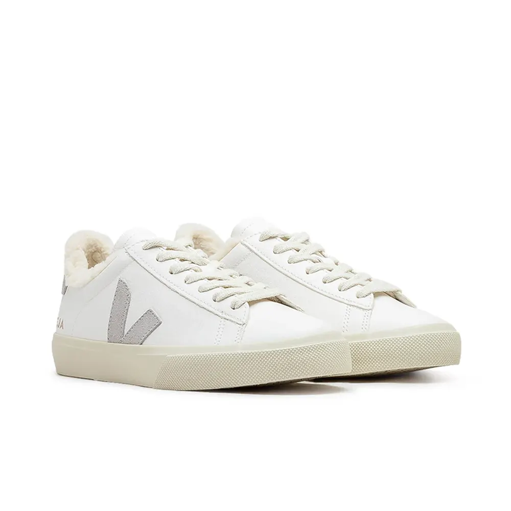 Veja Campo Fured Leather White Light Grey