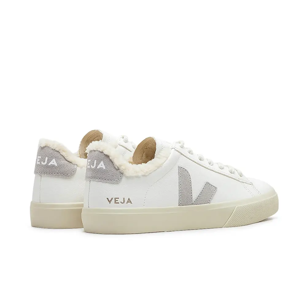 Veja Campo Fured Leather White Light Grey