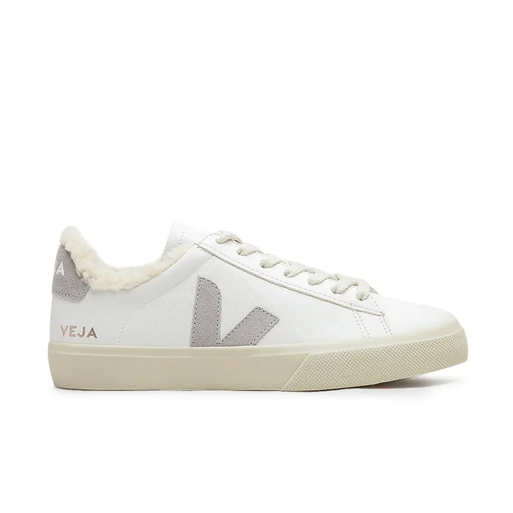 Veja Campo Fured Leather White Light Grey