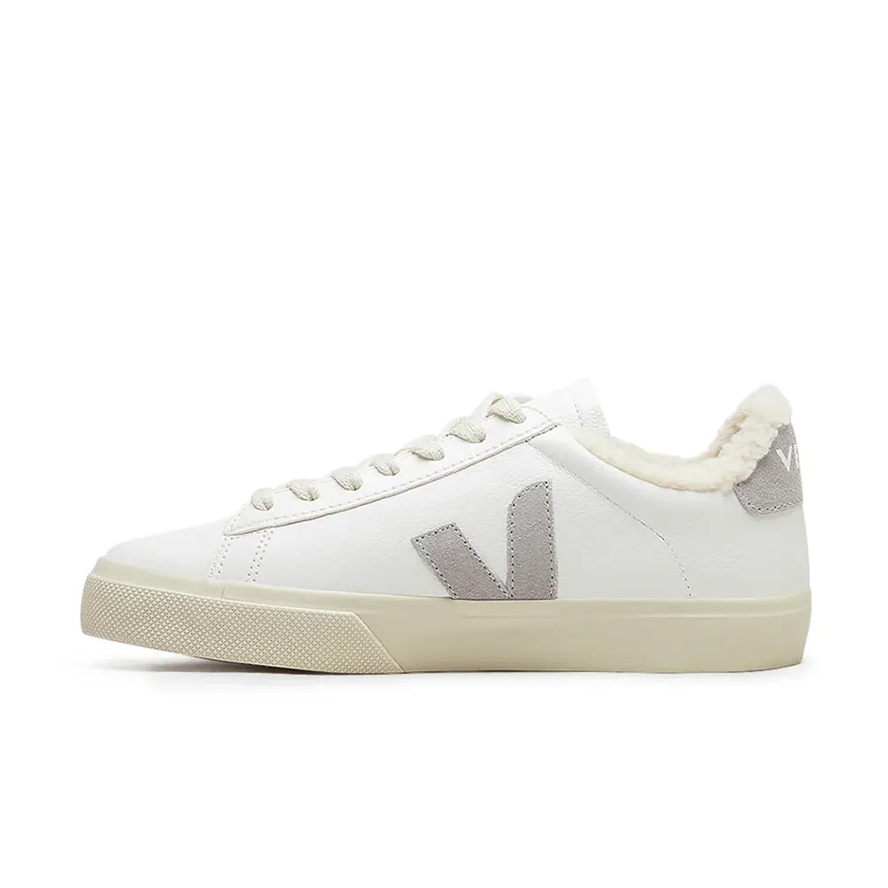Veja Campo Fured Leather White Light Grey