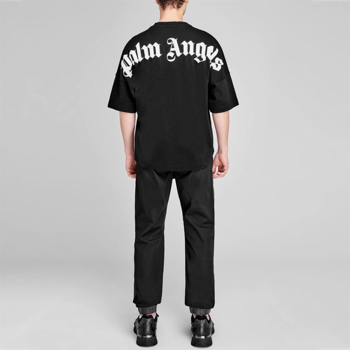 تيشيرت Palm Angels أسود مع ملصق أبيض