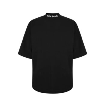 Palm Angels Black Tshirt with White Label